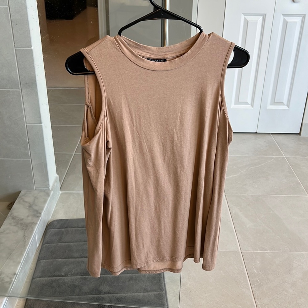 Top shop open shoulder long sleeved shirt